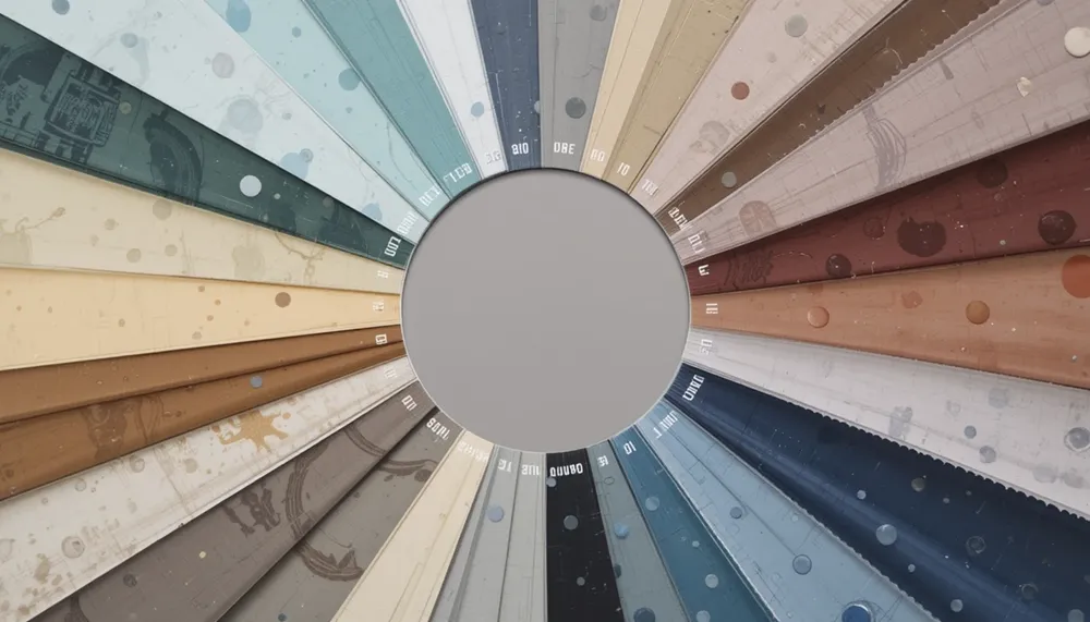Visual representation of a travel capsule wardrobe color palette with neutral and accent colors.