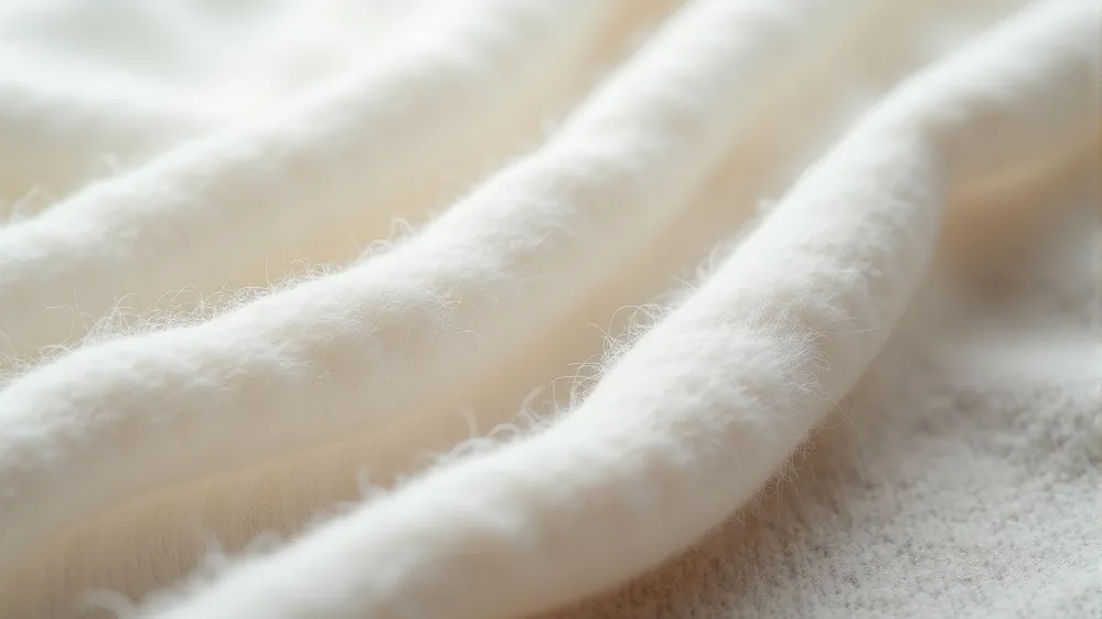 Close-up texture of soft and breathable merino wool fabric.