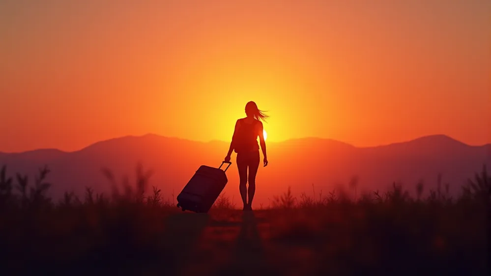 Silhouette of a traveler heading towards their next adventure with their chosen luggage.  vs Backpack