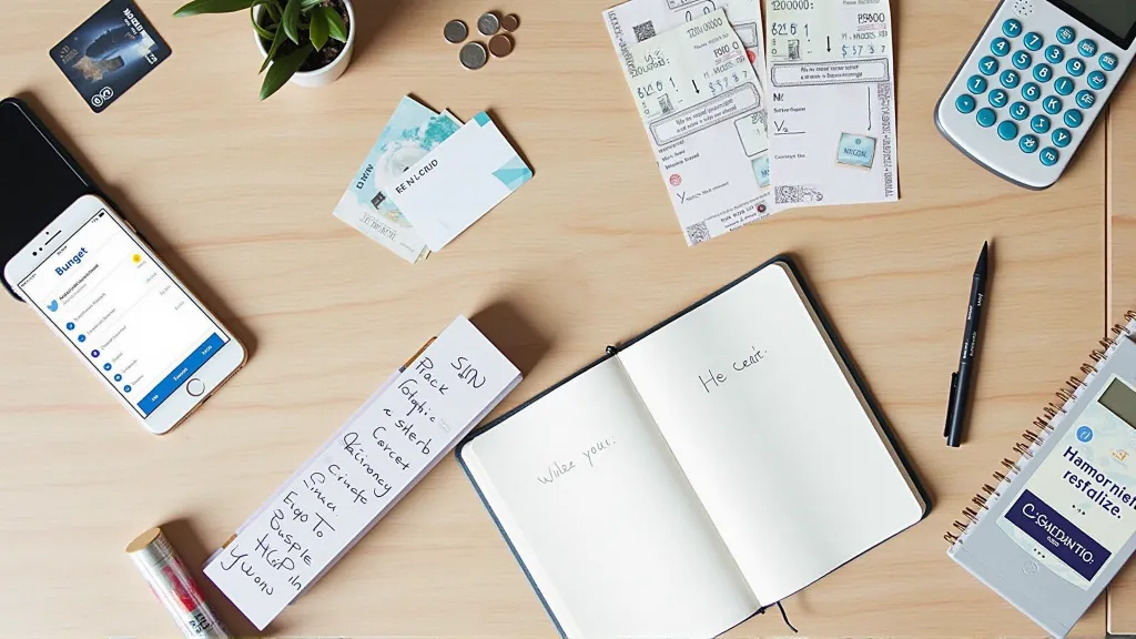 Essential budgeting tools for nomads including cards, budget app, and travel SIM.