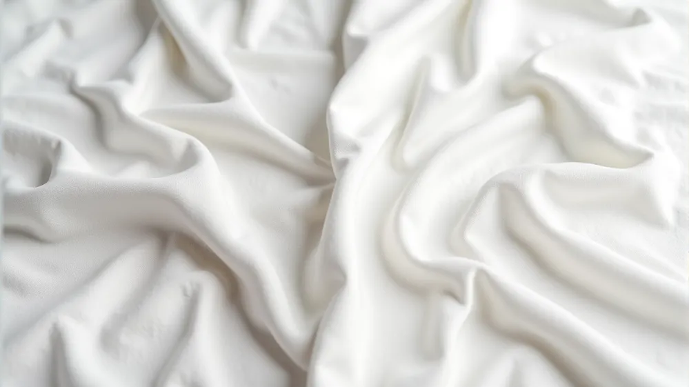 Comparison of wrinkled linen fabric versus smooth wrinkle-resistant synthetic blend fabric.