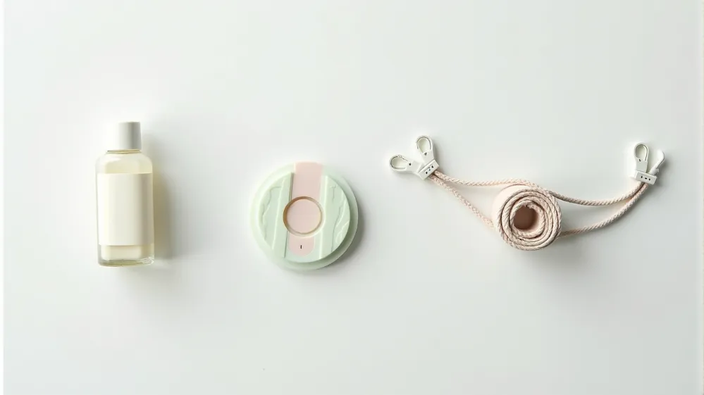 Essential travel laundry equipment including detergent, sink stopper, and clothesline.