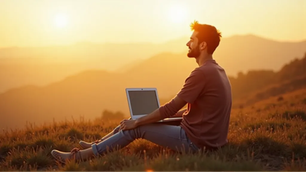 Relaxed digital nomad enjoying sunrise outdoors, symbolizing balance and satisfaction with accommodation choice. coliving vs apartments vs hostels