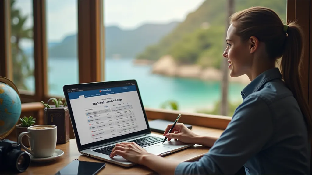 Digital nomad on a video call with a doctor, managing healthcare while traveling.