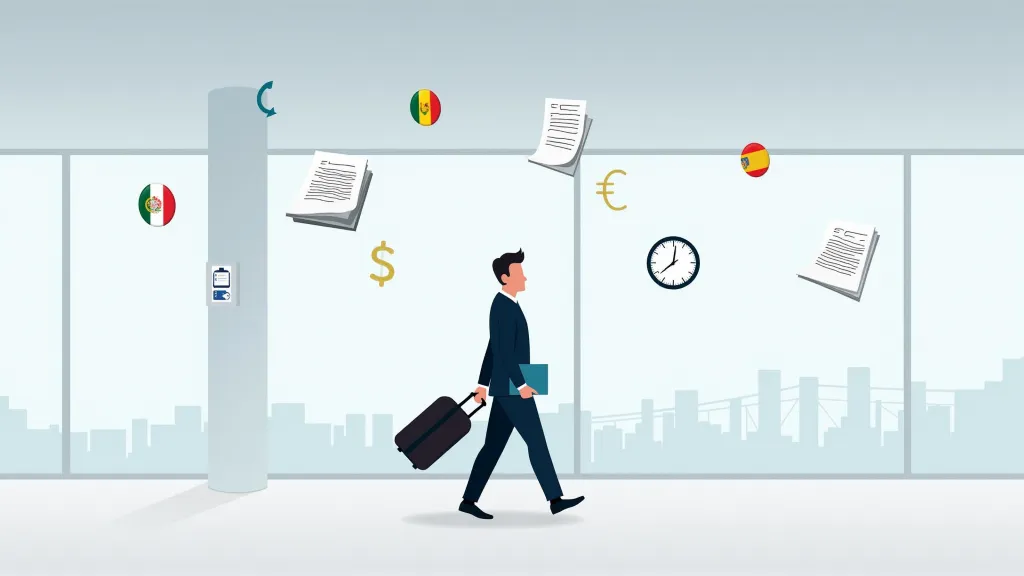 Conceptual image of a global traveler navigating international borders and tax obligations as a digital nomad. managing your taxes as a digital nomad