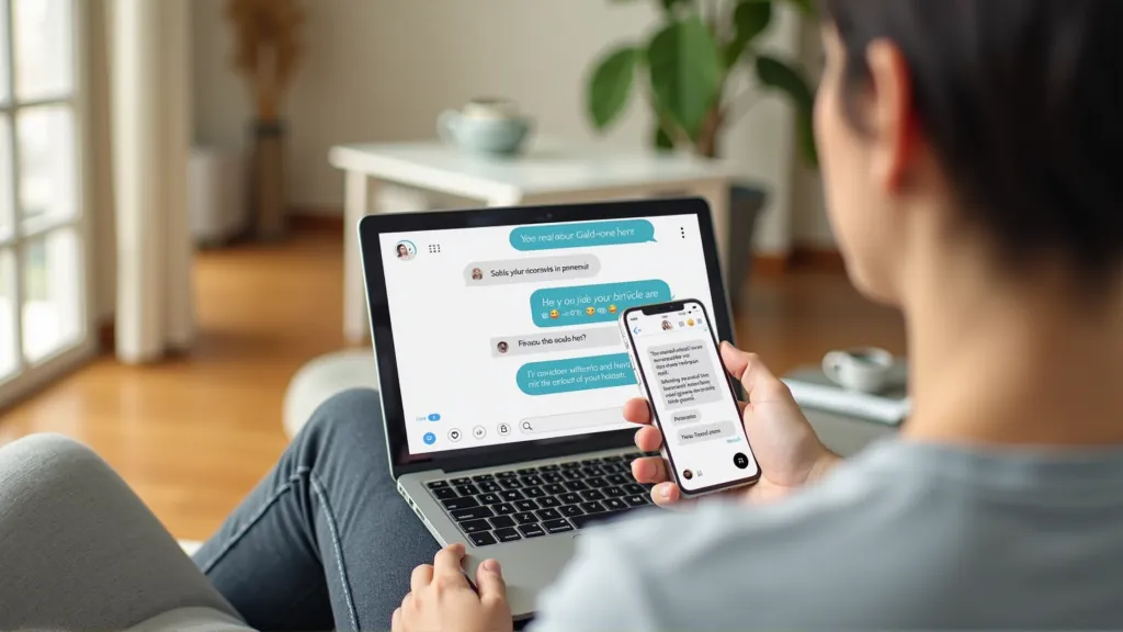 Digital nomad negotiating a long-term rental deal online via messaging app. how to find long-term rentals