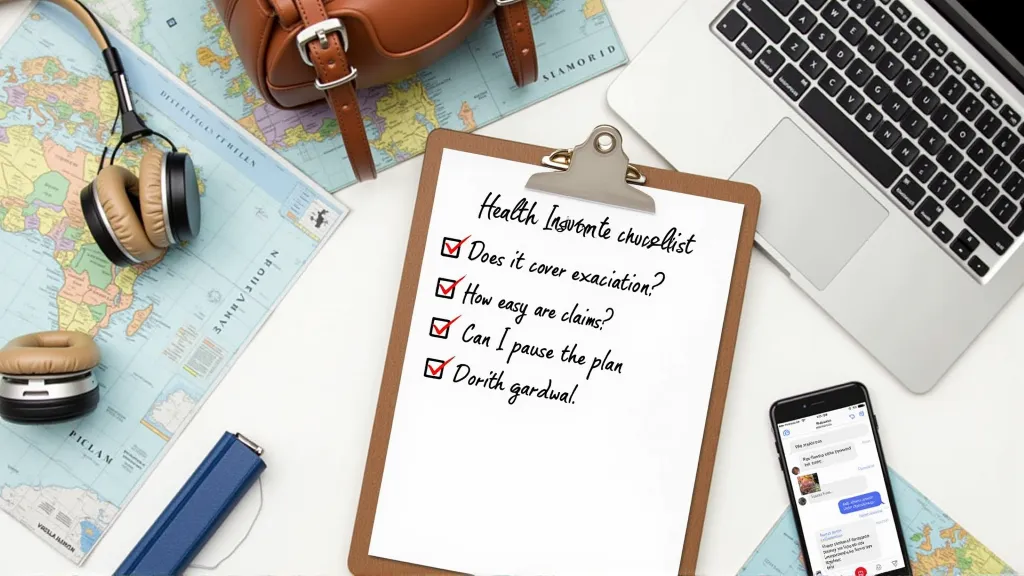 Checklist of questions for digital nomads to consider before purchasing international health insurance
