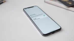 Smartphone screen showing eSIM setup options in mobile network settings menu