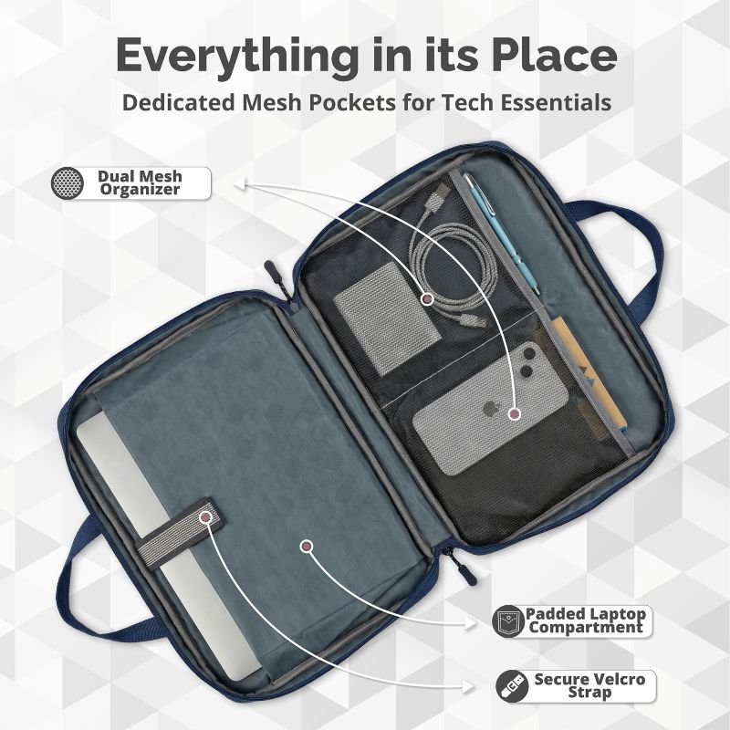 Horizon Professional Laptop Sleeve — 15.6" (Navy Blue & Heather Grey) - Image 2