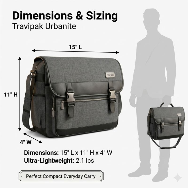 Travipak Urbanite Premium Messenger Bag – Textured Gray - Image 4