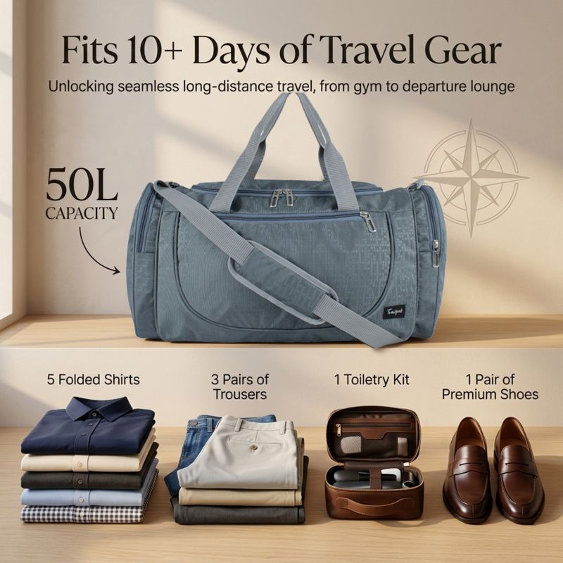 Voyager Professional Travel Duffle — 50L (Slate Grey) - Image 4