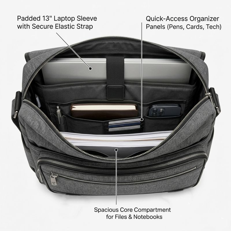 Travipak Urbanite Premium Messenger Bag – Textured Gray - Image 5
