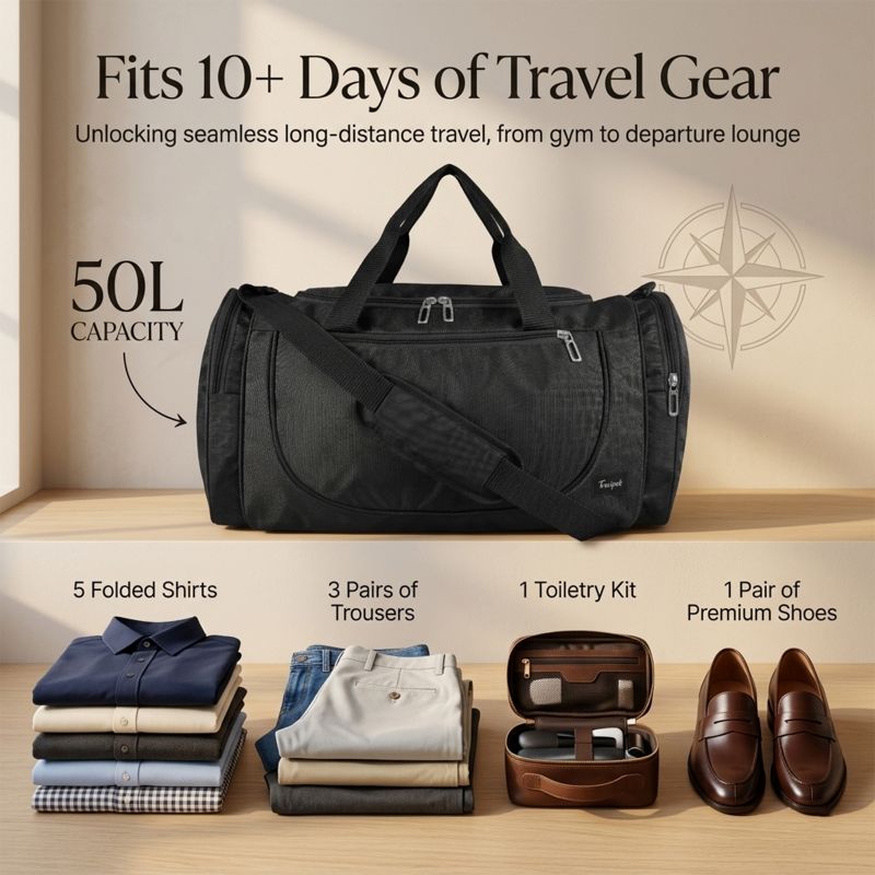 Voyager Professional Travel Duffle — 50L (Jet Black) - Image 4